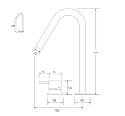 Waterevolution Flow 2-reikäinen valkoinen pesuallashana, korkea V 120mm ulosvedettävä T1122VBR
