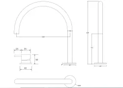 Waterevolution Flow 2-reikäinen pesuallashana kokonaan ruostumatonta terästä, matala U 200mm ulosotto T1121UIE