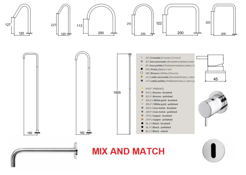 Waterevolution Flow 2-reikäinen musta pesuallashana, jossa matala U 113mm juoksuputki T1121UPR