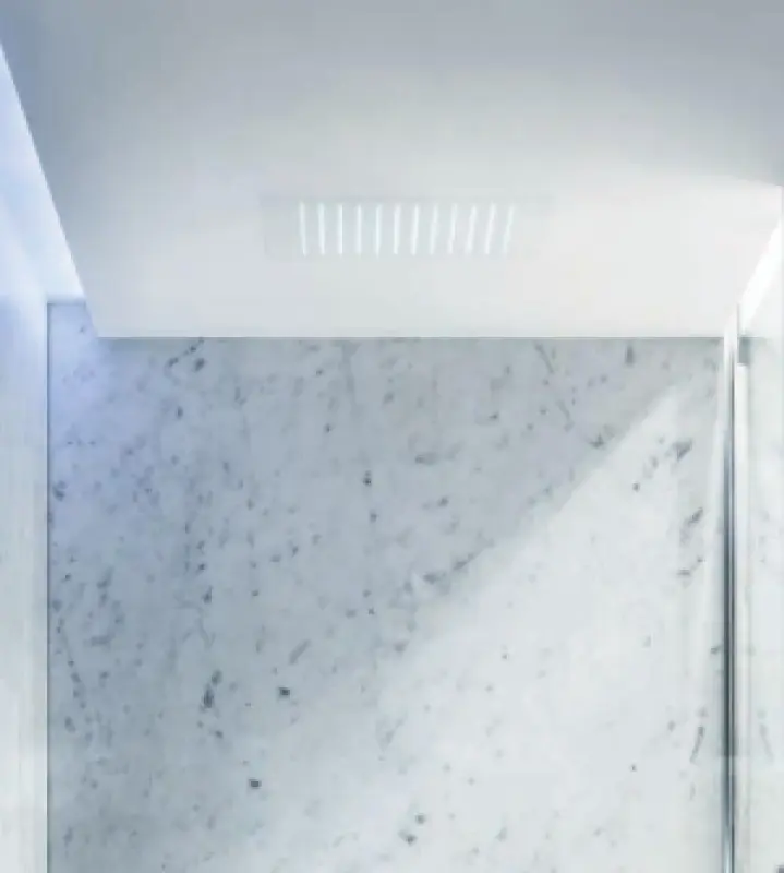 SB Rubinetterie matte white Corian solid surface built-in square rain shower ceiling showerhead 40cm 1208954083