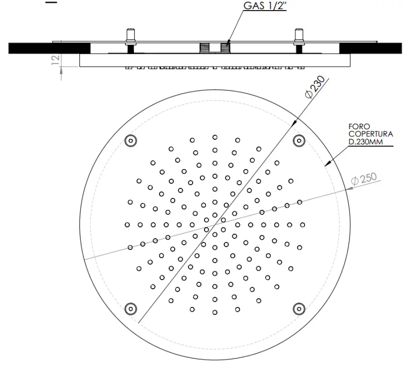 SB Rubinetterie matte white corian solid surface built-in round rain shower ceiling shower head 25 cm 1208954085