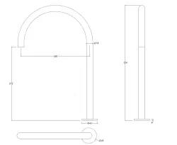 Waterevolution Flow 2-reikäinen pesuallashana musta korkealla U 200mm ulostulolla T1122UPR