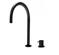 Waterevolution Flow 2-reikäinen pesuallashana musta korkealla U 200mm ulostulolla T1122UPR