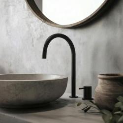 Waterevolution Flow 2-reikäinen pesuallashana musta, korkea U 200 mm ulostulo T1122UPR