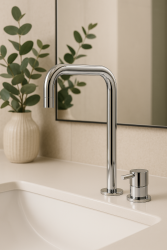 Waterevolution Flow 2-reikäinen pesuallashana, korkea juoksuputki 222 kromi T122H01