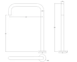 Waterevolution Flow 2-reikäinen pesuallashana korkea juoksuputki 222 PVD Gun Metal T122HGME