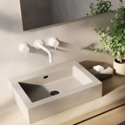 Waterevolution Flow 3-reikäinen upotettava pesuallashana, mattavalkoinen, ulostulo 10 cm T1163FBR-10