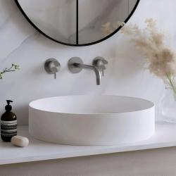 Waterevolution Flow 3-reikäinen upotettava pesuallashana, kokonaan ruostumatonta terästä, ulostuloputki 15 cm T1163FIE-15