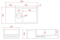 Solid-S Solid Surface -suihkulähde, matta musta, L36 x S18 x K10 cm, kansi, malli vasen, ilman hananreikää 1208954157