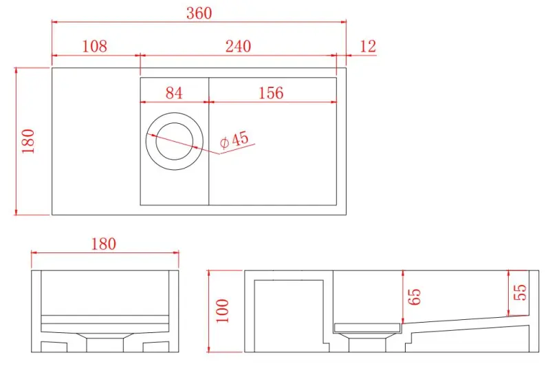 Solid-S Solid Surface -suihkulähde, matta musta, L36 x S18 x K10 cm, kansi, malli vasen, ilman hananreikää 1208954157