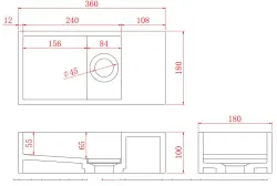 Solid-S Solid Surface -suihkulähde, matta musta, L36 x S18 x K10 cm, kansi, malli oikealle, ilman hananreikää 1208954164