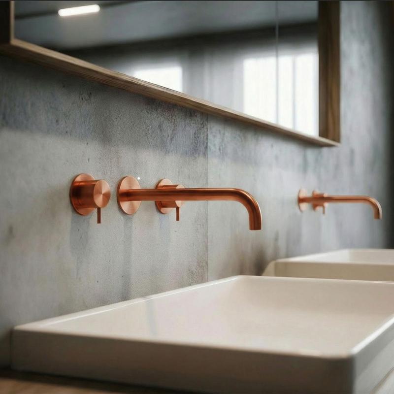 Waterevolution Flow 3-reikäinen upotettava pesuallashana PVD-kupari, ulostulo 21 cm T1163FCPE-21