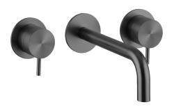 Waterevolution Flow 3-reikäinen upotettava pesuallashana PVD Gun metal, ulostulo 15 cm T1163FGME-15