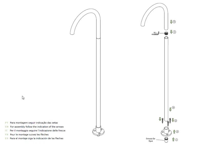 Waterevolution Flow Freestanding sink faucet spout PVD Gun Metal T1677GME