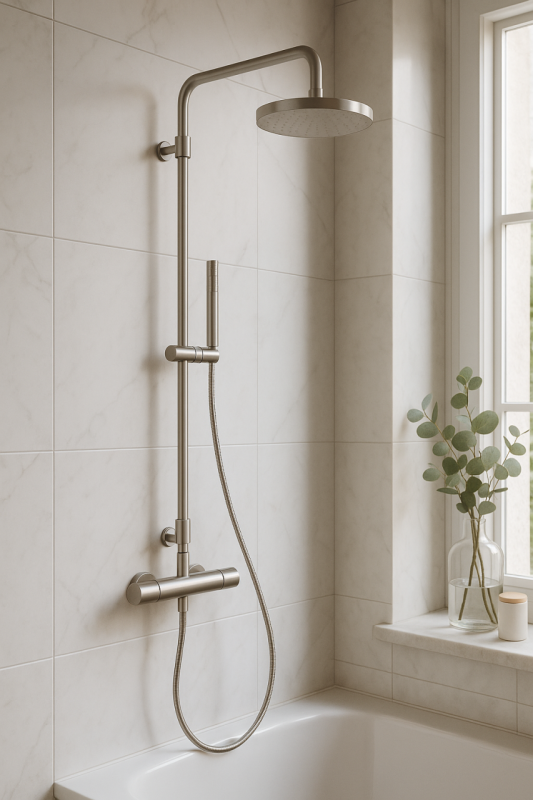 Waterevolution Flow shower combination with thermostat and rain shower full stainless steel T141TIE