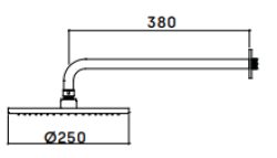 Waterevolution Flow sadesuihku 250mm seinäkiinnityksellä Harjattu Messinki T164125LE