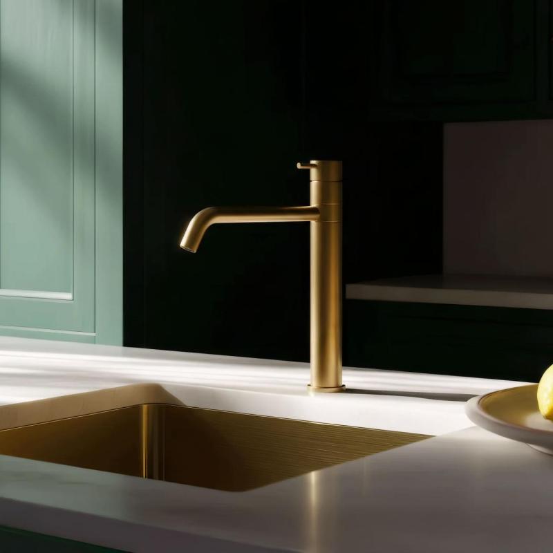 Waterevolution Flow kitchen mixer brushed brass T150LE