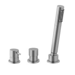 Waterevolution Flow 3-reikäinen ammehana ammeen reunaan asennettavaksi ruostumaton teräs T138SBIE