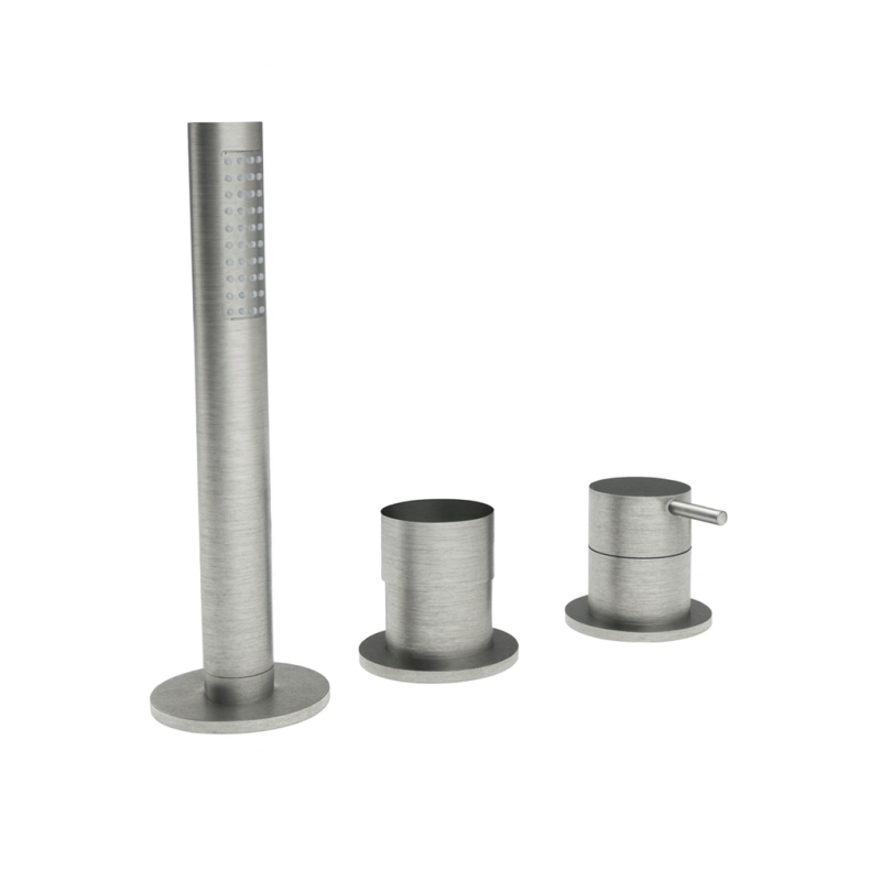 Waterevolution Flow 3-reikäinen ammehana ammeen reunaan asennettavaksi ruostumaton teräs T138SBIE