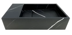 Solid-S Marble solid surface -allas B40xD22xH10cm marmori matta musta vasen ilman hanareikää 1208954632