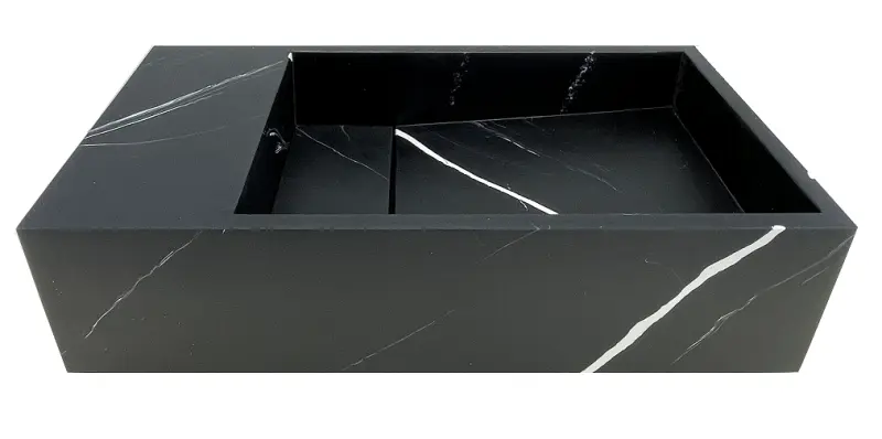 Solid-S Marble solid surface -allas B40xD22xH10cm marmori matta musta vasen ilman hanareikää 1208954632