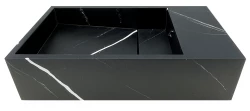 Solid-S Marble solid surface -allas B40xD22xH10cm marmori matta musta oikea ilman hana-aukkoa 1208954635