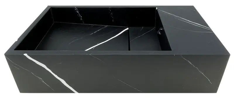 Solid-S Marble solid surface -allas B40xD22xH10cm marmori matta musta oikea ilman hana-aukkoa 1208954635