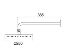 Waterevolution Flow hoofddouche 250mm met muuraansluiting Light Gold
