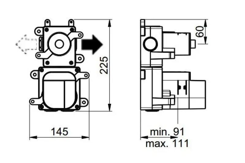 SB 316 AESTHETICS Round concealed thermostatic mixer with 1 outlet / shut-off valve, PVD brushed gun metal 1208954896