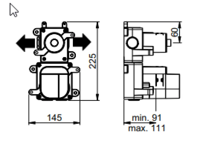 SB 316 AESTHETICS Round concealed thermostatic mixer with 2 outlets / shut-off and diverter valve, PVD brushed gun metal 1208954918