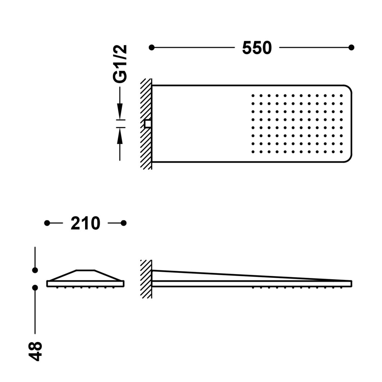 Tres Wall Shower Head 21x55 cm Round Corners Matte White 29990307BM - Productafbeelding 4