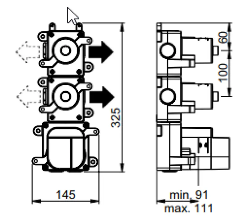 SB AESTHETICS Ronde Inbouw thermostaatkraan met 2 uitgangen / 2 x afsluitkraan mat wit 1208954948