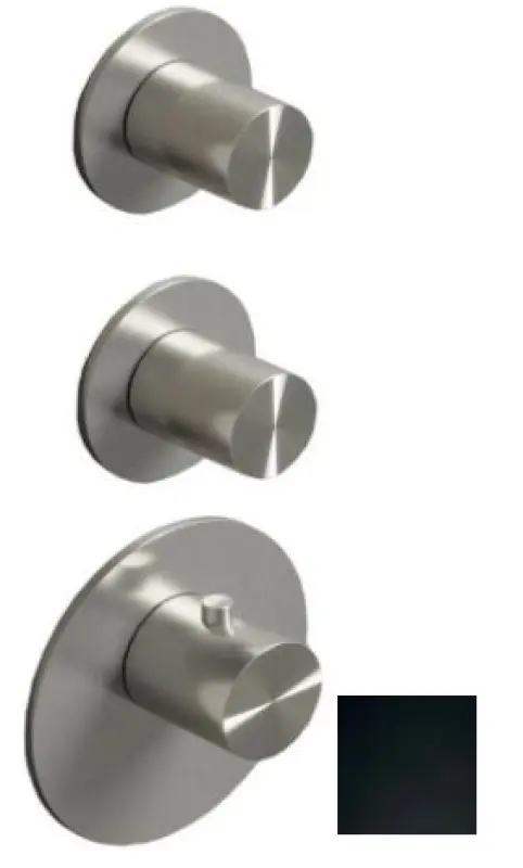 SB AESTHETICS Ronde Inbouw thermostaatkraan met 4 uitgangen/ 2x stop-omstelkraan mat zwart 1208954961
