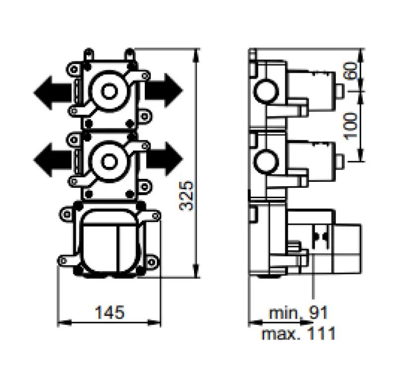 SB AESTHETICS Ronde Inbouwthermostaatkraan met 4 uitgangen/ 2x stop-omstelkraan mat wit 1208954962
