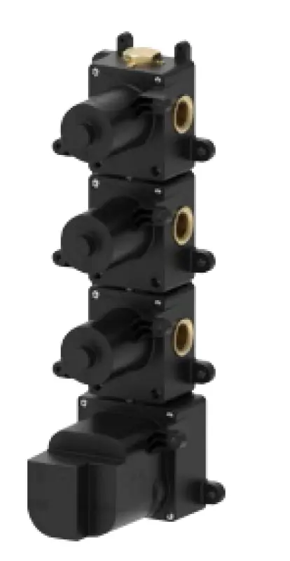 SB 316 AESTHETICS Ronde Inbouwthermostaatkraan met 3 uitgangen / 3x afsluitkraan volledig RVS 1208954963