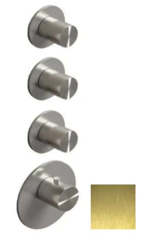 SB 316 AESTHETICS Pyöreä sisäänrakennettu thermostaatin sekoittaja, jossa on 3 ulostuloa/ 3x sulkuventtiiliä PVD harjattu kulta 1208954966