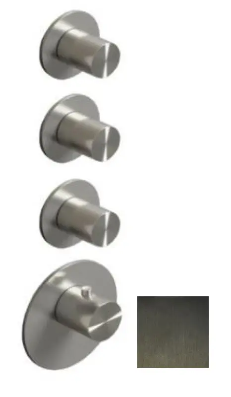 SB 316 AESTHETICS Ronde Inbouw thermostaatkraan met 3 uitgangen/ 3x stopkraan PVD gun metal harjattu 1208954967