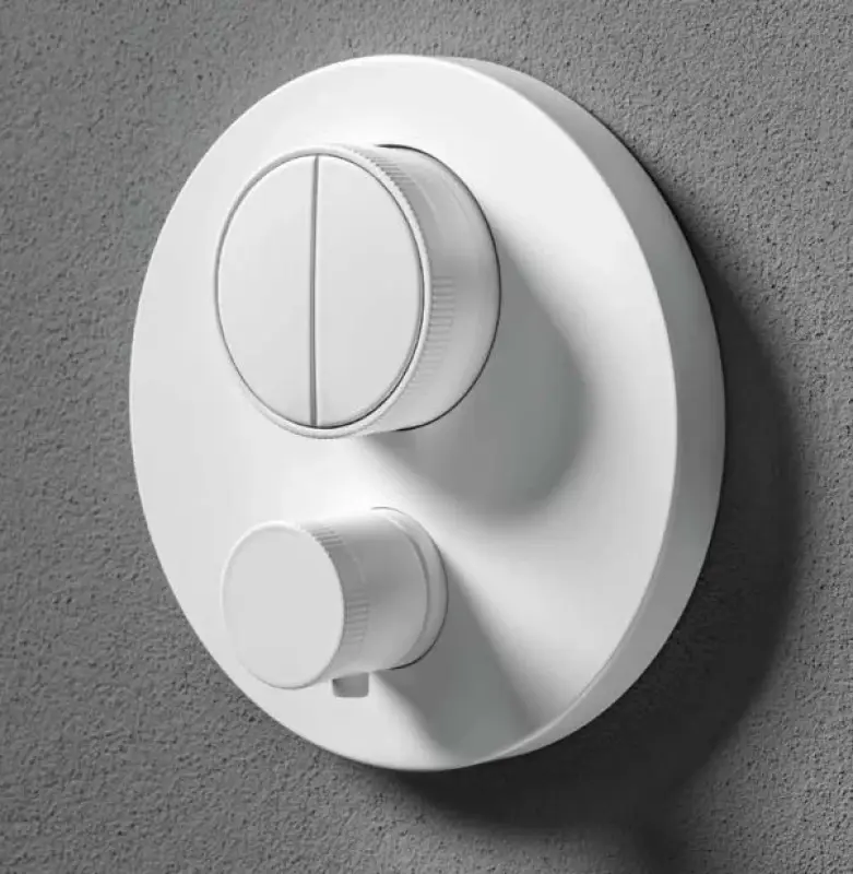 SB Push Round Upotettava termostaattihana painonapilla ja äänenvoimakkuuden säätimellä mattavalkoinen 1208955067