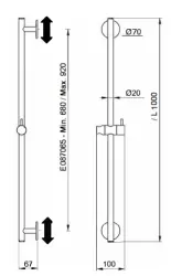 SB Rubinetterie Universale L 1000 Flexi Round liukutanko mattamusta 1208955232