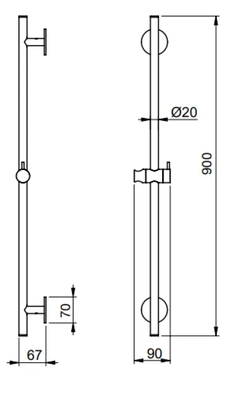 SB Rubinetterie Universale L900 liukukisko PVD gun metal 316 1208955243