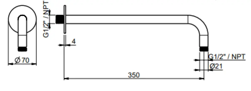 SB Round 316 wall-mounted shower arm round 35 cm PVD gold 1208955316