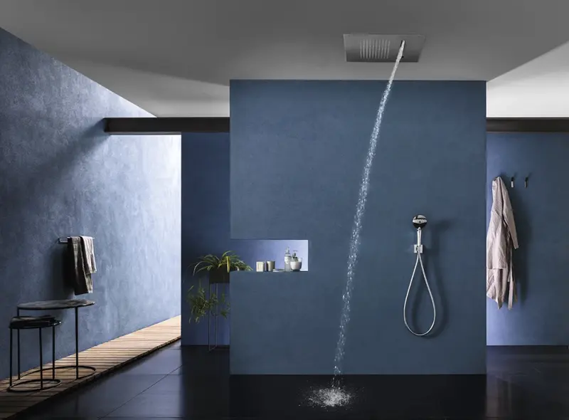 SB Square 316 Rain Shower Built-in with Waterfall 50x50cm Ceiling Showerhead PVD Copper 1208955318