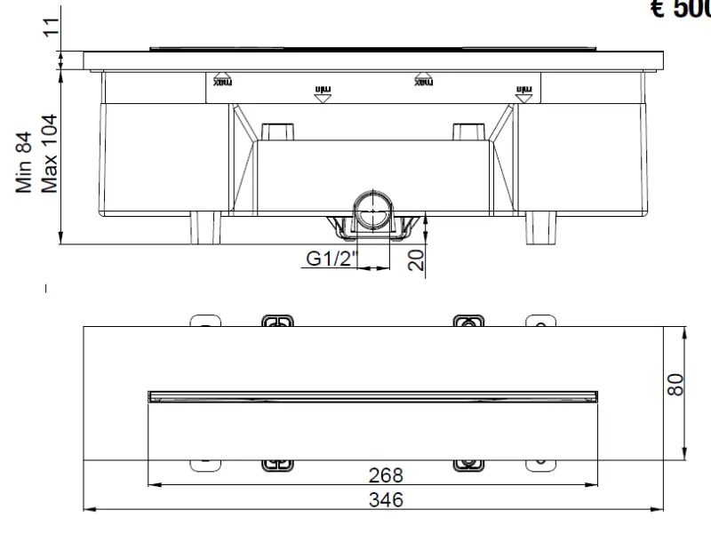 SB 316 Vesiputoushanan ulostulo sisäänrakennettu PVD gun metal 1208955341