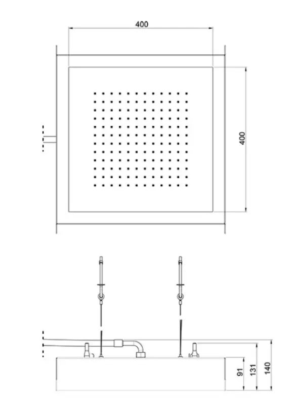 SB Rainbow Inbouw Regendouche verzonken in plafond met verlichting en 1 straalsoort volledig RVS 1208955375