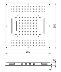 SB Square upotettu sadesuihku, jossa on 4 suihkumuotoa ja kromoterapian valaistus, mattamusta 1208955385