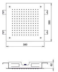 SB Chromoterapiasisäänrakennettu sadesuihku kaksoisvesiputouksella PVD Kupari 1208955459