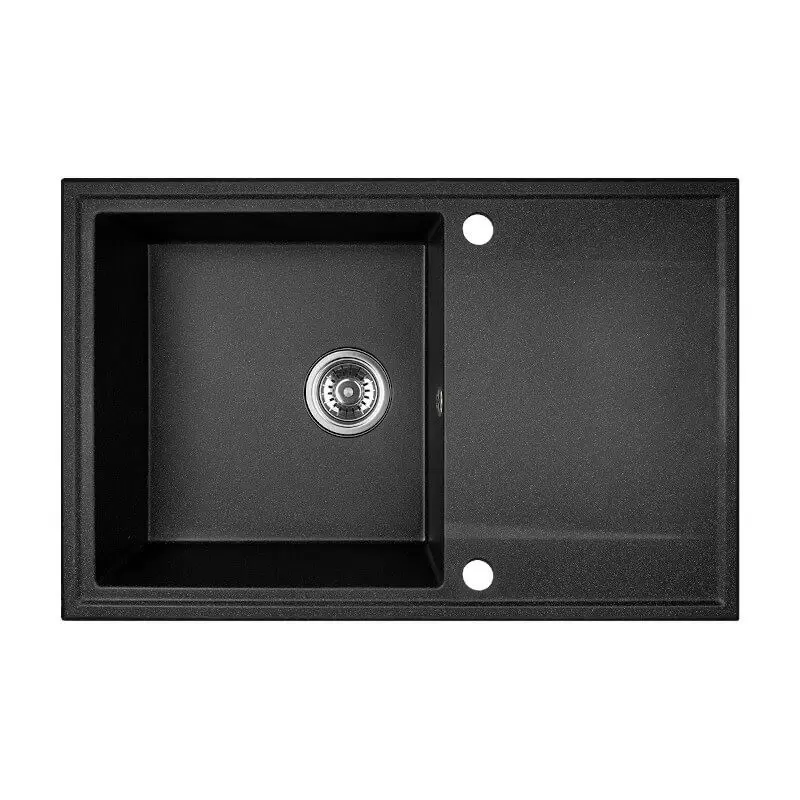 Aquadesign Cesena graniittinen päältä asennettava pesuallas valutustasolla, käännettävä, väri musta