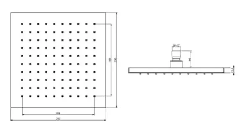 SB Rubinetterie Sadesuihku Eco Air veden säästö neliö sadesuihku Kromi 25x25cm 1208955530