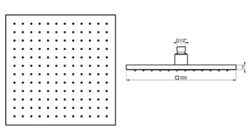 SB Rubinetterie Sadesuihku Eco Air vettä säästävä neliönmuotoinen sadesuihku Kromi 30x30cm 1208955532