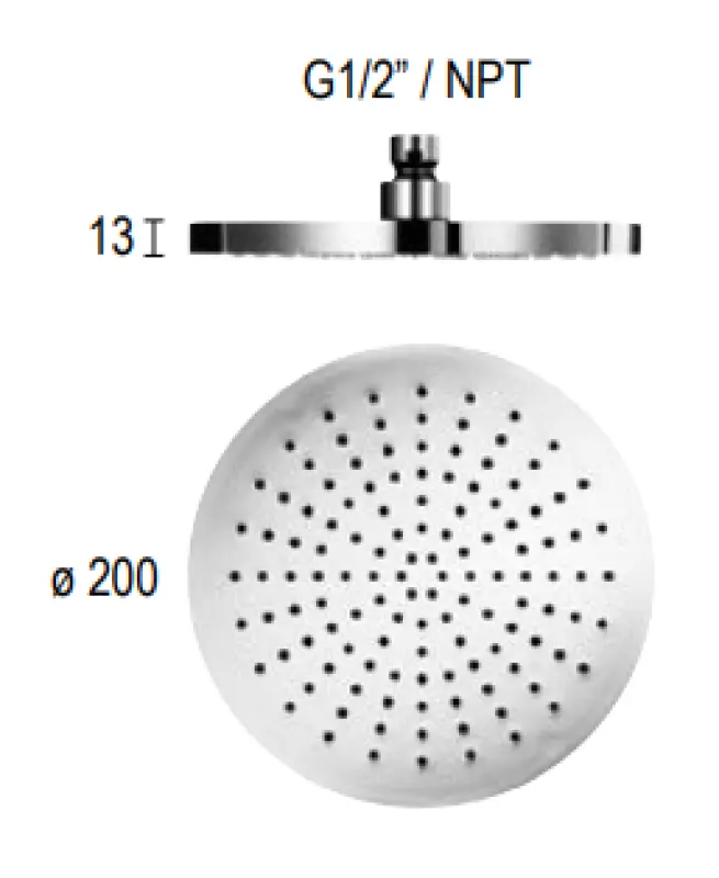 SB Round Brass Rain Shower Head 20 cm Matte Black 1208955603